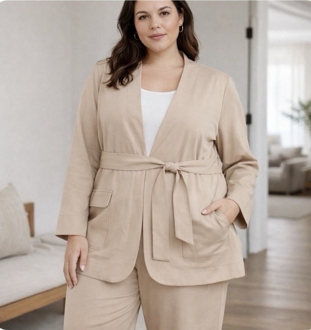 NWT 2pc Lane Bryant Sz 18 Bltd Wrap Jacket Pullon Pants Ankle Career Set